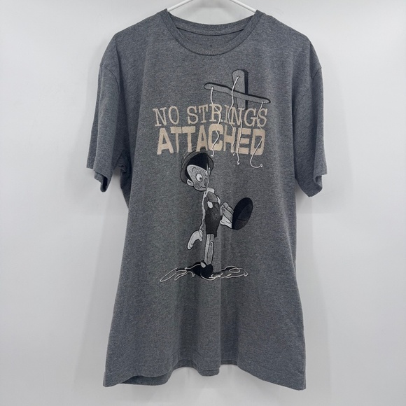 Disney Pinocchio T Shirt Men XL Gray No Strings Attached Short Sleeve Crew Neck - Picture 1 of 8